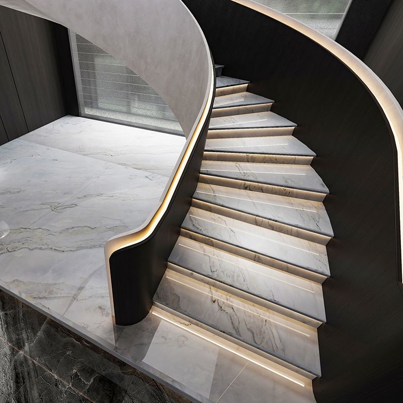 Cold white marble with flowing grey veins